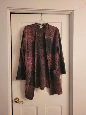 Cotton Emporium Lillian Seamless Double Pocket Open Cardigan, Size Large